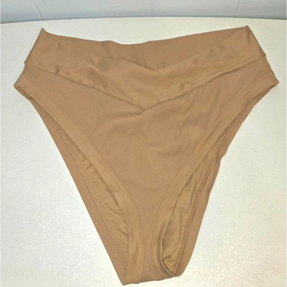 Aerie High Cut Cheeky Brown Swim Bathing Suit Bottom Size XXL NEW
